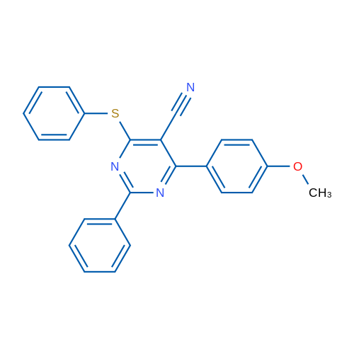 4-(4-Methoxyphenyl)-2-phenyl-6-(phenylsulfanyl)pyrimidine-5-carbonitrile 1g
