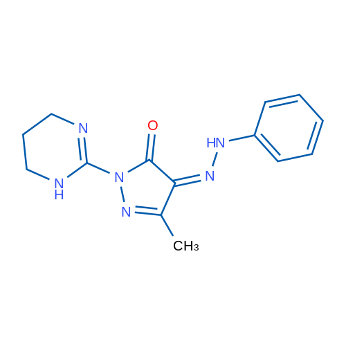 (4Z)-3-Methyl-4-(2-phenylhydrazin-1-ylidene)-1-(1,4,5,6-tetrahydropyrimidin-2-yl)-4,5-dihydro-1H-pyrazol-5-one 1g