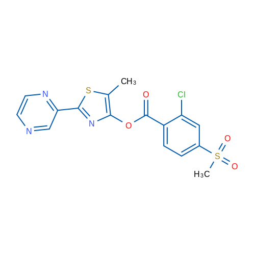 5-Methyl-2-(pyrazin-2-yl)-1,3-thiazol-4-yl 2-chloro-4-methanesulfonylbenzoate 1g