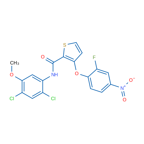 N-(2,4-Dichloro-5-methoxyphenyl)-3-(2-fluoro-4-nitrophenoxy)thiophene-2-carboxamide 1g