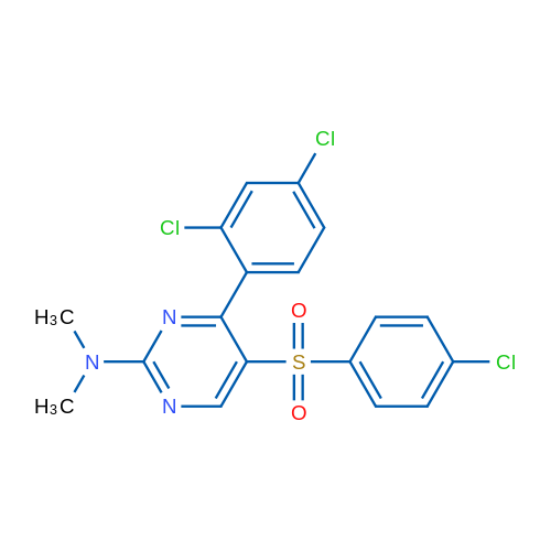5-(4-Chlorobenzenesulfonyl)-4-(2,4-dichlorophenyl)-N,N-dimethylpyrimidin-2-amine 1g