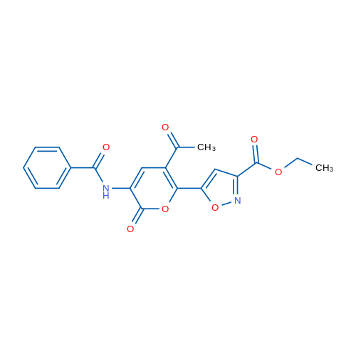 Ethyl 5-(5-acetyl-3-benzamido-2-oxo-2H-pyran-6-yl)-1,2-oxazole-3-carboxylate 1g