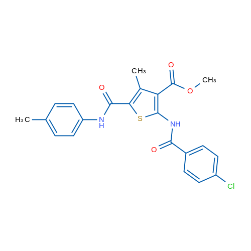 Methyl 2-(4-chlorobenzamido)-4-methyl-5-(p-tolylcarbamoyl)thiophene-3-carboxylate 1g