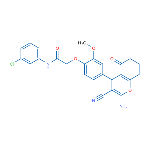2-(4-(2-Amino-3-cyano-5-oxo-5,6,7,8-tetrahydro-4H-chromen-4-yl)-2-methoxyphenoxy)-N-(3-chlorophenyl)acetamide 1g