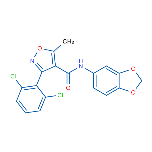 N-(2H-1,3-Benzodioxol-5-yl)-3-(2,6-dichlorophenyl)-5-methyl-1,2-oxazole-4-carboxamide 1g