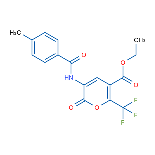 Ethyl 3-(4-methylbenzamido)-2-oxo-6-(trifluoromethyl)-2H-pyran-5-carboxylate 1g