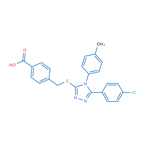 4-(((5-(4-Chlorophenyl)-4-(p-tolyl)-4H-1,2,4-triazol-3-yl)thio)methyl)benzoic acid 1g