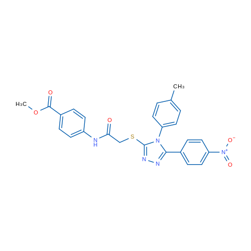 Methyl 4-(2-((5-(4-nitrophenyl)-4-(p-tolyl)-4H-1,2,4-triazol-3-yl)thio)acetamido)benzoate 1g