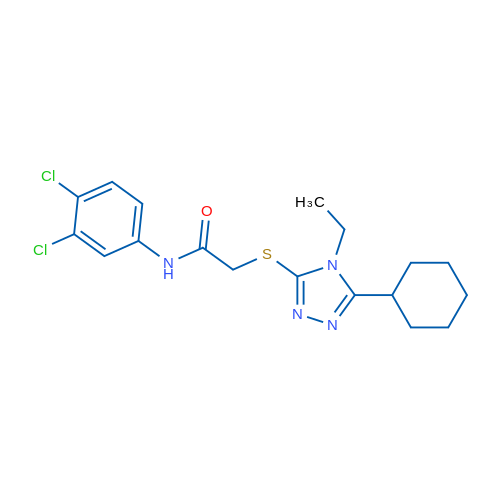 2-((5-Cyclohexyl-4-ethyl-4H-1,2,4-triazol-3-yl)thio)-N-(3,4-dichlorophenyl)acetamide 1g