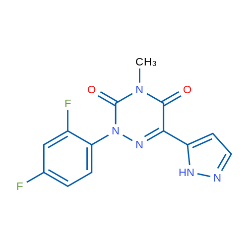 2-(2,4-Difluorophenyl)-4-methyl-6-(1H-pyrazol-5-yl)-2,3,4,5-tetrahydro-1,2,4-triazine-3,5-dione 1g