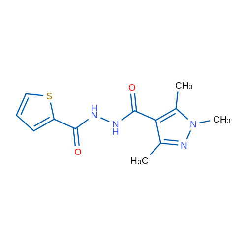 N'-(1,3,5-Trimethyl-1H-pyrazole-4-carbonyl)thiophene-2-carbohydrazide 1g