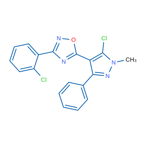 5-(5-Chloro-1-methyl-3-phenyl-1H-pyrazol-4-yl)-3-(2-chlorophenyl)-1,2,4-oxadiazole 1g