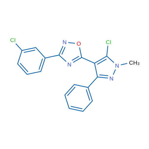 5-(5-Chloro-1-methyl-3-phenyl-1H-pyrazol-4-yl)-3-(3-chlorophenyl)-1,2,4-oxadiazole 1g