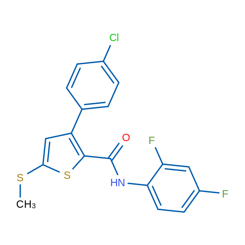 3-(4-Chlorophenyl)-N-(2,4-difluorophenyl)-5-(methylsulfanyl)thiophene-2-carboxamide 1g