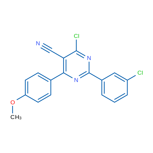 4-Chloro-2-(3-chlorophenyl)-6-(4-methoxyphenyl)pyrimidine-5-carbonitrile 1g
