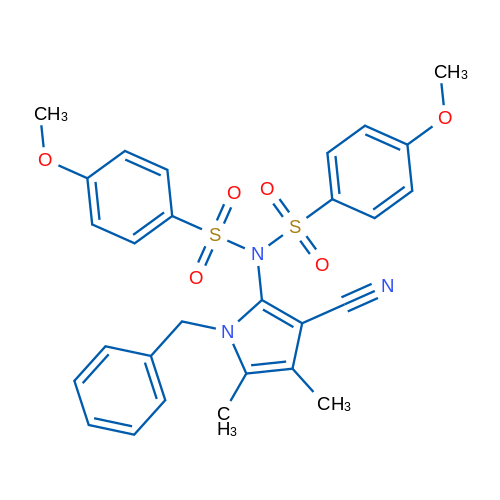 N-(1-Benzyl-3-cyano-4,5-dimethyl-1H-pyrrol-2-yl)-4-methoxy-N-(4-methoxybenzenesulfonyl)benzene-1-sulfonamide 1g