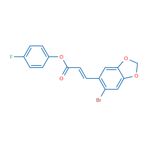 4-Fluorophenyl (2E)-3-(6-bromo-2H-1,3-benzodioxol-5-yl)prop-2-enoate 1g