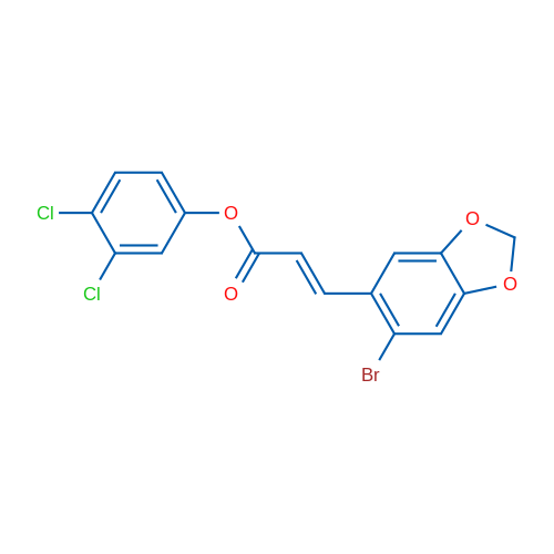 3,4-Dichlorophenyl (2E)-3-(6-bromo-2H-1,3-benzodioxol-5-yl)prop-2-enoate 1g