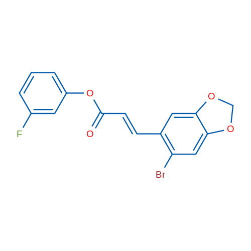 3-Fluorophenyl (2E)-3-(6-bromo-2H-1,3-benzodioxol-5-yl)prop-2-enoate 1g