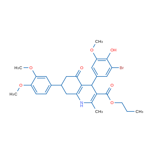 Propyl 4-(3-bromo-4-hydroxy-5-methoxyphenyl)-7-(3,4-dimethoxyphenyl)-2-methyl-5-oxo-1,4,5,6,7,8-hexahydroquinoline-3-carboxylate 1g