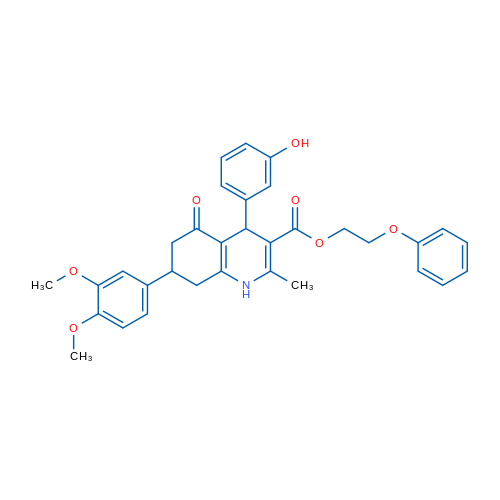 2-Phenoxyethyl 7-(3,4-dimethoxyphenyl)-4-(3-hydroxyphenyl)-2-methyl-5-oxo-1,4,5,6,7,8-hexahydroquinoline-3-carboxylate 1g