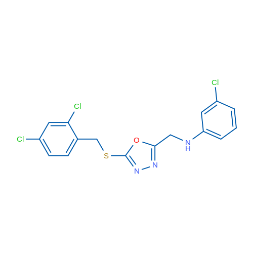 3-Chloro-N-((5-((2,4-dichlorobenzyl)thio)-1,3,4-oxadiazol-2-yl)methyl)aniline 1g