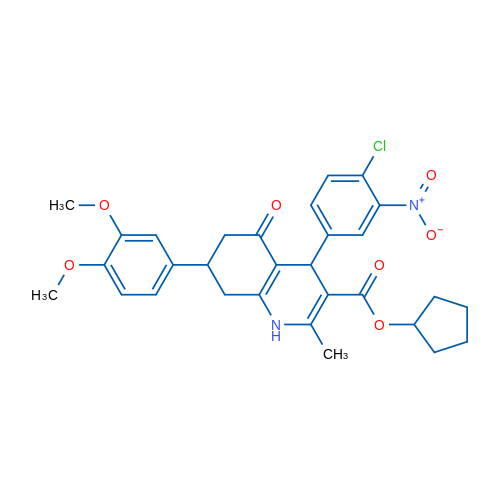 Cyclopentyl 4-(4-chloro-3-nitrophenyl)-7-(3,4-dimethoxyphenyl)-2-methyl-5-oxo-1,4,5,6,7,8-hexahydroquinoline-3-carboxylate 1g