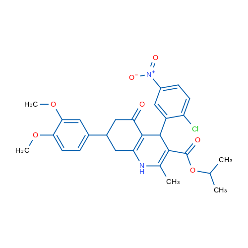 Isopropyl 4-(2-chloro-5-nitrophenyl)-7-(3,4-dimethoxyphenyl)-2-methyl-5-oxo-1,4,5,6,7,8-hexahydroquinoline-3-carboxylate 1g
