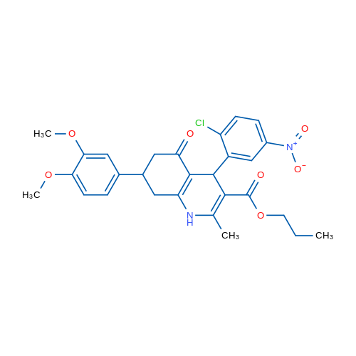 Propyl 4-(2-chloro-5-nitrophenyl)-7-(3,4-dimethoxyphenyl)-2-methyl-5-oxo-1,4,5,6,7,8-hexahydroquinoline-3-carboxylate 1g