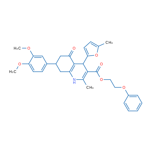 2-Phenoxyethyl 7-(3,4-dimethoxyphenyl)-2-methyl-4-(5-methylfuran-2-yl)-5-oxo-1,4,5,6,7,8-hexahydroquinoline-3-carboxylate 1g