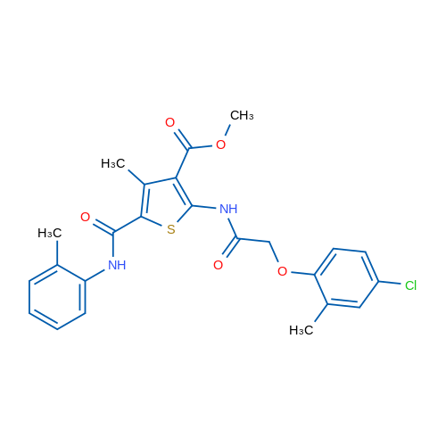 Methyl 2-(2-(4-chloro-2-methylphenoxy)acetamido)-4-methyl-5-(o-tolylcarbamoyl)thiophene-3-carboxylate 1g