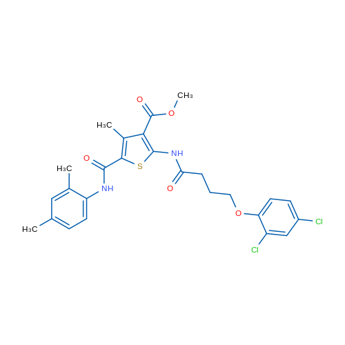 Methyl 2-(4-(2,4-dichlorophenoxy)butanamido)-5-((2,4-dimethylphenyl)carbamoyl)-4-methylthiophene-3-carboxylate 1g
