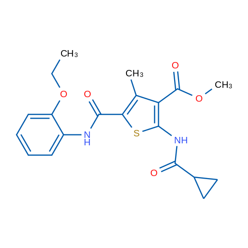 Methyl 2-(cyclopropanecarboxamido)-5-((2-ethoxyphenyl)carbamoyl)-4-methylthiophene-3-carboxylate 1g