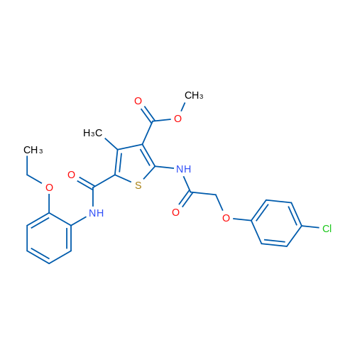 Methyl 2-(2-(4-chlorophenoxy)acetamido)-5-((2-ethoxyphenyl)carbamoyl)-4-methylthiophene-3-carboxylate 1g