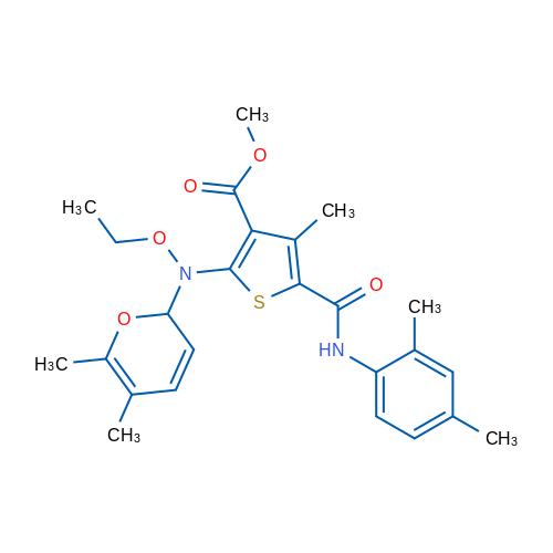 Methyl 2-((5,6-dimethyl-2H-pyran-2-yl)(ethoxy)amino)-5-((2,4-dimethylphenyl)carbamoyl)-4-methylthiophene-3-carboxylate 1g