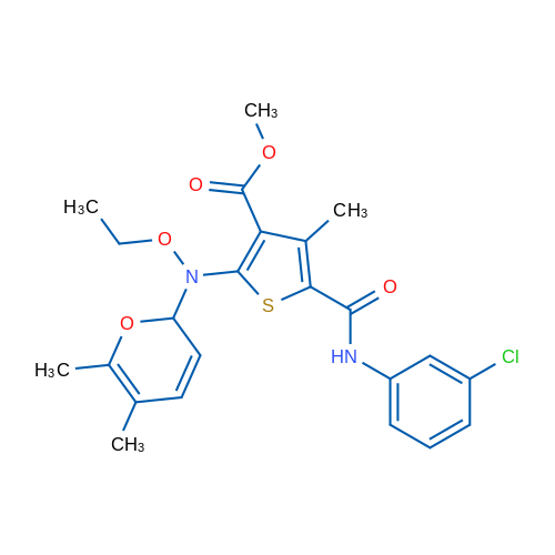 Methyl 5-((3-chlorophenyl)carbamoyl)-2-((5,6-dimethyl-2H-pyran-2-yl)(ethoxy)amino)-4-methylthiophene-3-carboxylate 1g