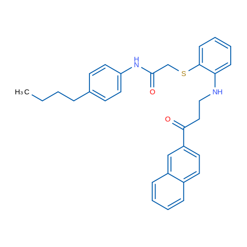 N-(4-Butylphenyl)-2-((2-((3-(naphthalen-2-yl)-3-oxopropyl)amino)phenyl)thio)acetamide 1g