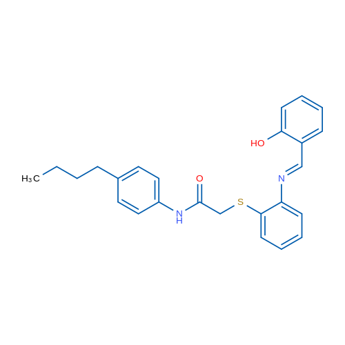 N-(4-Butylphenyl)-2-((2-((2-hydroxybenzylidene)amino)phenyl)thio)acetamide 1g