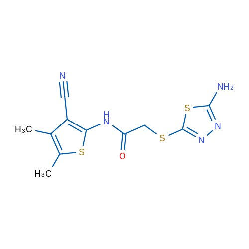 2-((5-Amino-1,3,4-thiadiazol-2-yl)thio)-N-(3-cyano-4,5-dimethylthiophen-2-yl)acetamide 1g