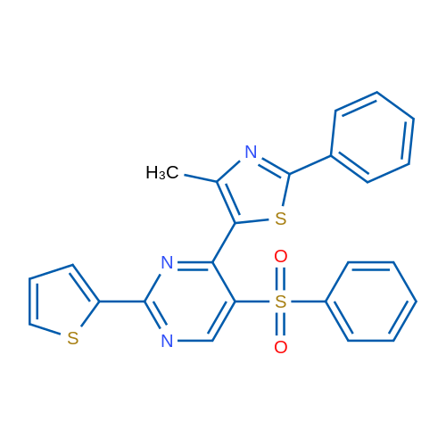 5-(Benzenesulfonyl)-4-(4-methyl-2-phenyl-1,3-thiazol-5-yl)-2-(thiophen-2-yl)pyrimidine 1g