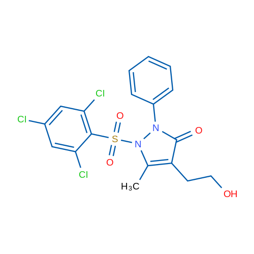 4-(2-Hydroxyethyl)-5-methyl-2-phenyl-1-(2,4,6-trichlorobenzenesulfonyl)-2,3-dihydro-1H-pyrazol-3-one 1g