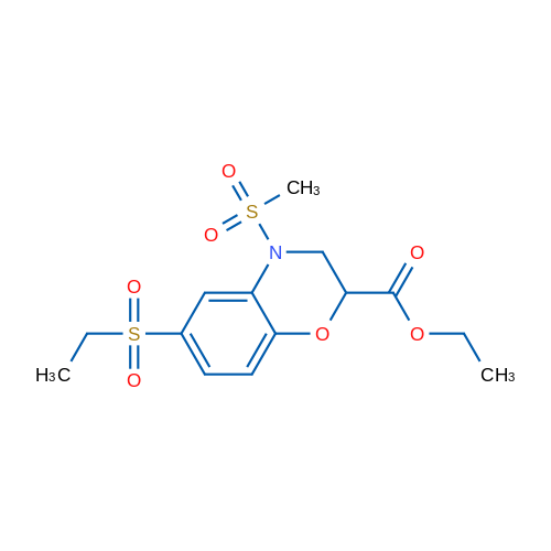 Ethyl 6-(ethanesulfonyl)-4-methanesulfonyl-3,4-dihydro-2H-1,4-benzoxazine-2-carboxylate 1g