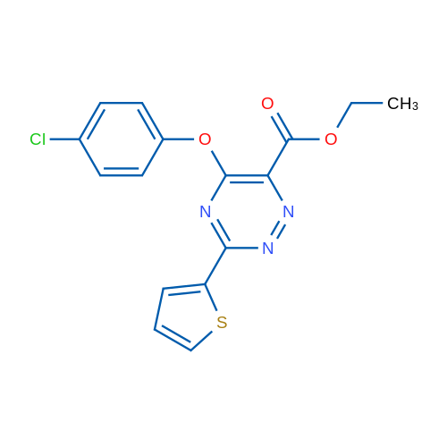 Ethyl 5-(4-chlorophenoxy)-3-(thiophen-2-yl)-1,2,4-triazine-6-carboxylate 1g