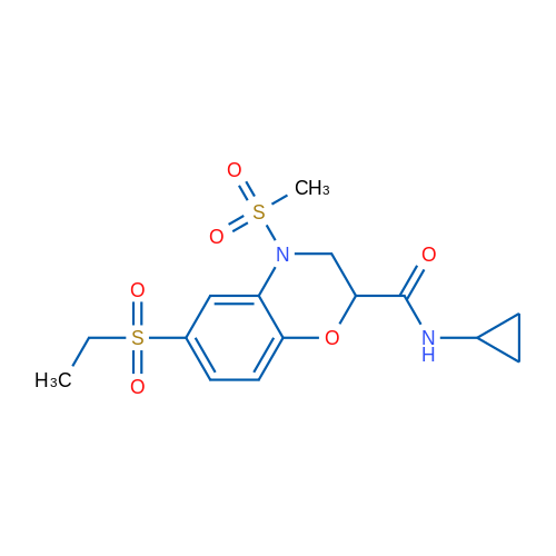 N-Cyclopropyl-6-(ethanesulfonyl)-4-methanesulfonyl-3,4-dihydro-2H-1,4-benzoxazine-2-carboxamide 1g