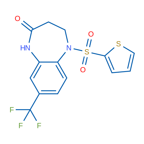 5-(Thiophene-2-sulfonyl)-8-(trifluoromethyl)-2,3,4,5-tetrahydro-1H-1,5-benzodiazepin-2-one 1g