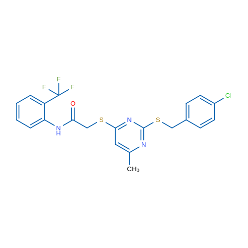 2-((2-((4-Chlorobenzyl)thio)-6-methylpyrimidin-4-yl)thio)-N-(2-(trifluoromethyl)phenyl)acetamide 1g