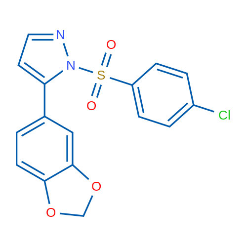 5-(2H-1,3-Benzodioxol-5-yl)-1-(4-chlorobenzenesulfonyl)-1H-pyrazole 1g
