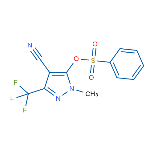4-Cyano-1-methyl-3-(trifluoromethyl)-1H-pyrazol-5-yl benzenesulfonate 1g