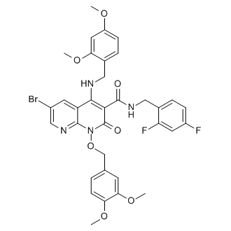 6-Bromo-N-(2,4-difluorobenzyl)-4-((2,4-dimethoxybenzyl)amino)-1-((3,4-dimethoxybenzyl)oxy)-2-oxo-1,2-dihydro-1,8-naphthyridine-3-carboxamide