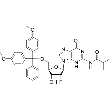 N-(9-((2R,3R,4R,5R)-5-((Bis(4-methoxyphenyl)(phenyl)methoxy)methyl)-3-fluoro-4-hydroxytetrahydrofuran-2-yl)-6-oxo-6,9-dihydro-3H-purin-2-yl)isobutyramide